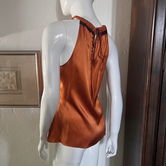 Never Worn! Elie Tahari Copper & Violet Silk Halter Tie Neck Blouse - Medium - Picture 5 of 15
